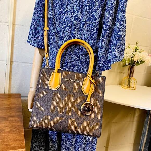 Michael Kors 35F1GM9M2I Mercer Medium Messenger Satchel Bag Signature Marigold - Picture 8 of 8